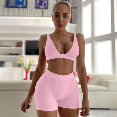 Conjunto Deportivo Yoga Dos Piezas: Chaleco Escote V y Pantalón Capri - Image 6