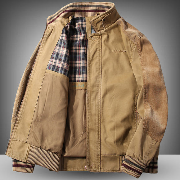 Chaqueta de Algodón Oversize Talla Grande con Cuello de Pie