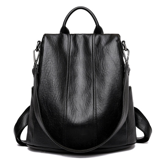 Mochila de Cuero Antirrobo Multifuncional con Protección RFID