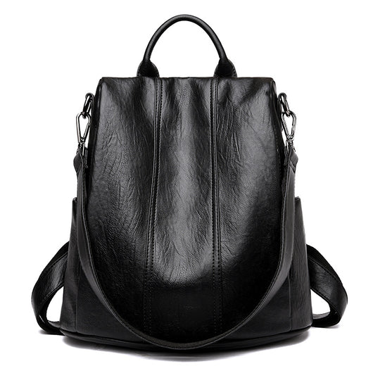 Mochila de Cuero Antirrobo Multifuncional con Protección RFID