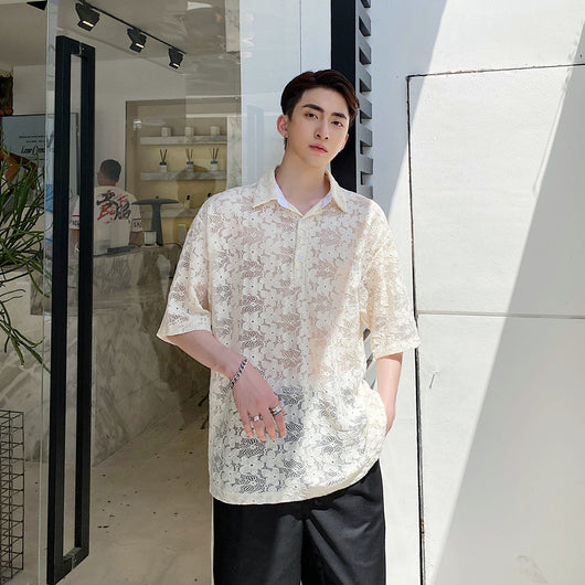 Camisa de Encaje Suelta Elegante para Hombre