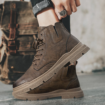 Botas Martin de Cuero Genuino Estilo Británico - Tendencia Coreana Hombre - Image 9