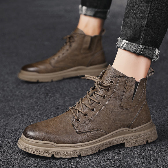 Botas Martin de Cuero Genuino Estilo Británico - Tendencia Coreana Hombre
