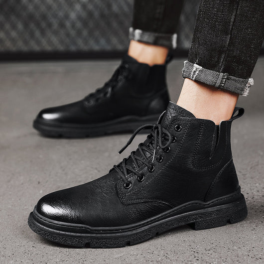 Botas Martin de Cuero Genuino Estilo Británico - Tendencia Coreana Hombre - Image 3