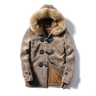 Abrigo de Cuero Gamuza para Hombre con Cuello Texturizado y Hebilla Decorativa - Image 11