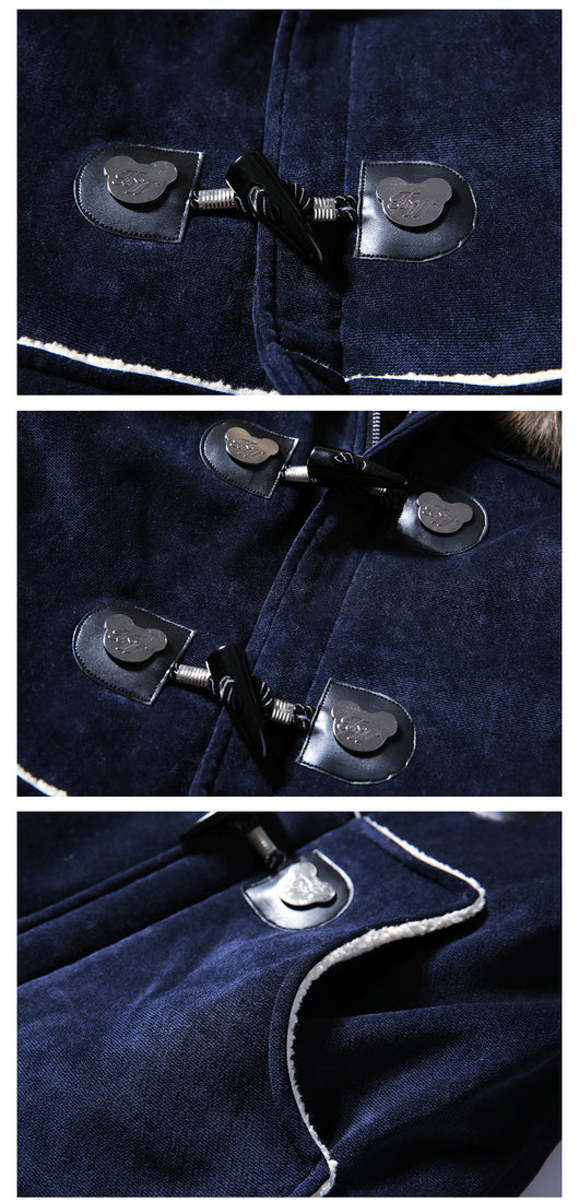 Abrigo de Cuero Gamuza para Hombre con Cuello Texturizado y Hebilla Decorativa - Image 15
