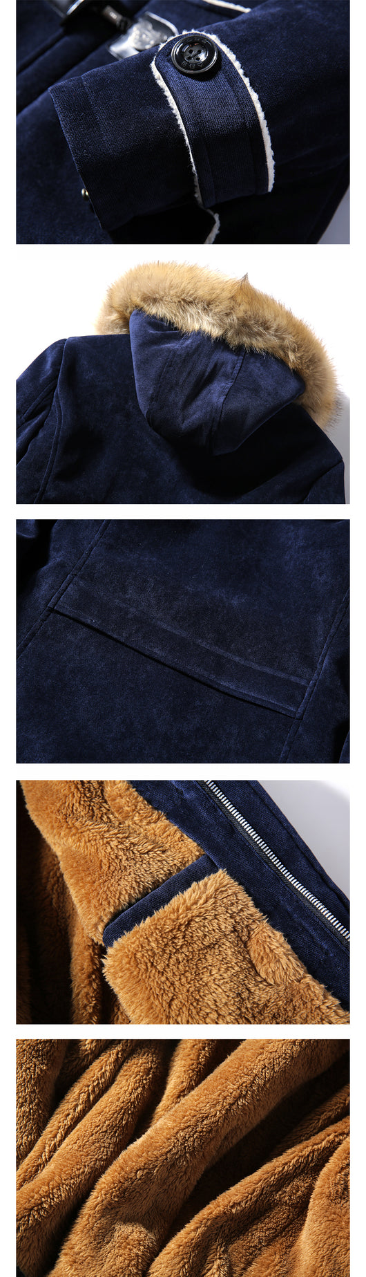 Abrigo de Cuero Gamuza para Hombre con Cuello Texturizado y Hebilla Decorativa - Image 14