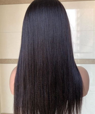 Peluca Larga Negra Cabello Liso Seda de Alta Temperatura Voluminosa