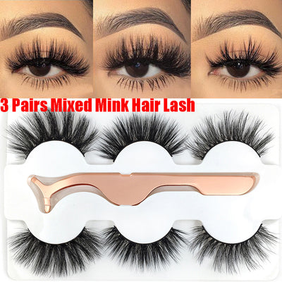 3 Pares de Pestañas Postizas 6D Cabello de Visón Natural - Gruesas y Finas con Pinzas - Image 8