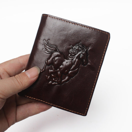 Cartera de Cuero para Hombre con Diseño Retro Grabado y Protección Antimagnética
