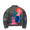 Chaqueta Denim Oversized Vaporwave con Estampado Graffiti - Tallas Grandes