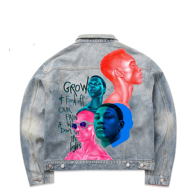 Chaqueta Denim Oversized Vaporwave con Estampado Graffiti - Tallas Grandes - Image 2