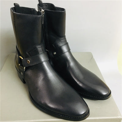 Botas Martin de Cuero Genuino con Punta Afilada - Sneakers Altos Estilo Británico para Hombre - Image 4
