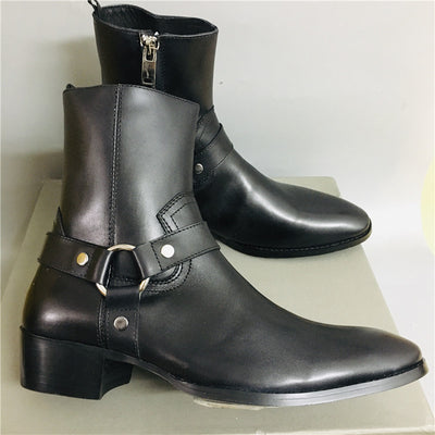 Botas Martin de Cuero Genuino con Punta Afilada - Sneakers Altos Estilo Británico para Hombre - Image 3