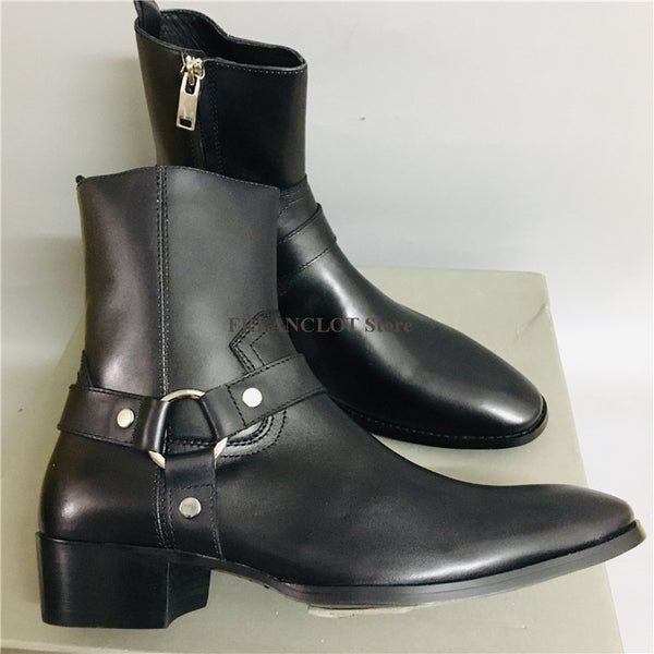 Botas Martin de Cuero Genuino con Punta Afilada - Sneakers Altos Estilo Británico para Hombre