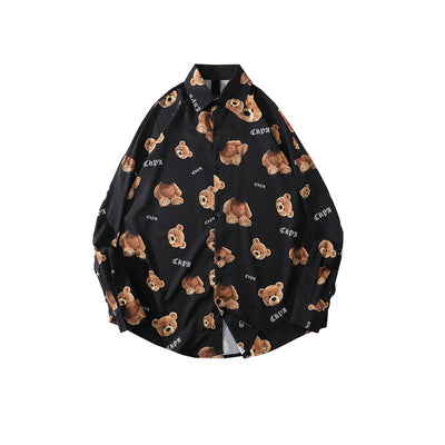 Camiseta Oversized con Estampa de Oso - Unisex Manga Larga Estilo Urbano