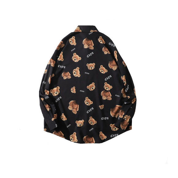 Camiseta Oversized con Estampa de Oso - Unisex Manga Larga Estilo Urbano