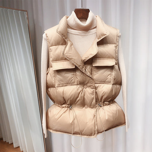 Chaleco Acolchado Coreano Cuello Alto Ajuste Suelto - Image 10