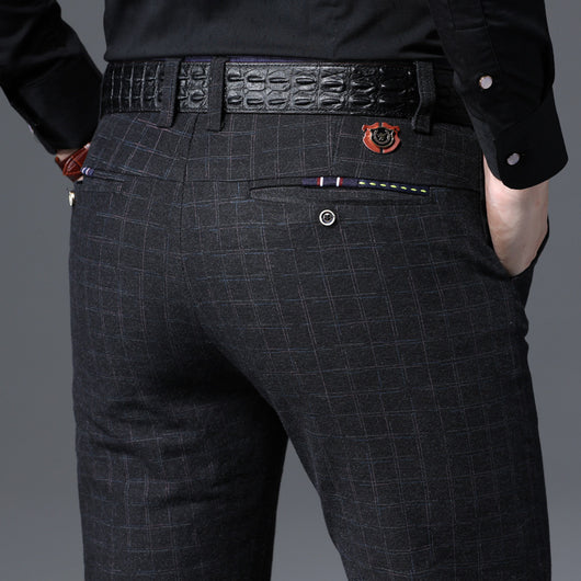 Pantalones Casuales Slim Fit de Cuadros con Stretch - Image 5