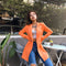 Blazer Doble Botonadura Manga Larga Color Sólido para Mujer