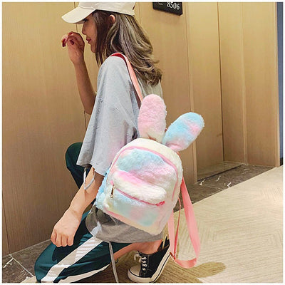 Mochila Femenina con Orejas de Conejo Peluche - Estilo Moderno - Image 10