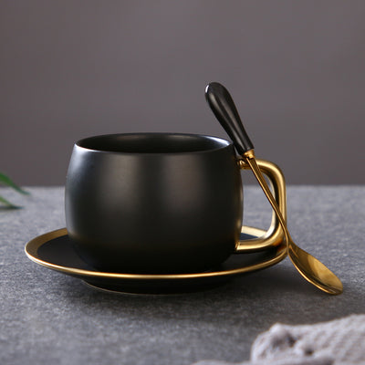 Juego de Tazas de Café Degradado Oro Mate Negro con Borde Dorado - Image 12