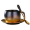 Juego de Tazas de Café Degradado Oro Mate Negro con Borde Dorado