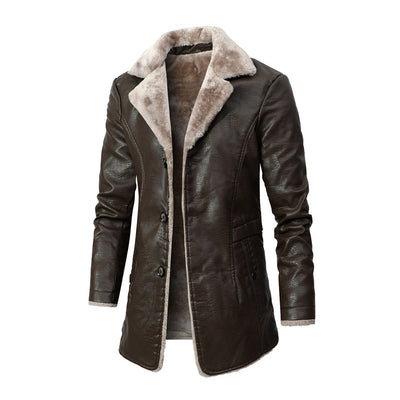Chaqueta de Cuero con Forro Polar para Hombre - Abrigo Cálido de Invierno - Image 11