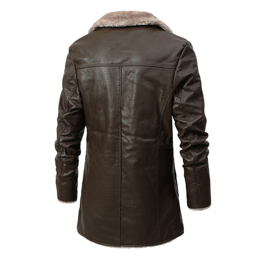Chaqueta de Cuero con Forro Polar para Hombre - Abrigo Cálido de Invierno - Image 12