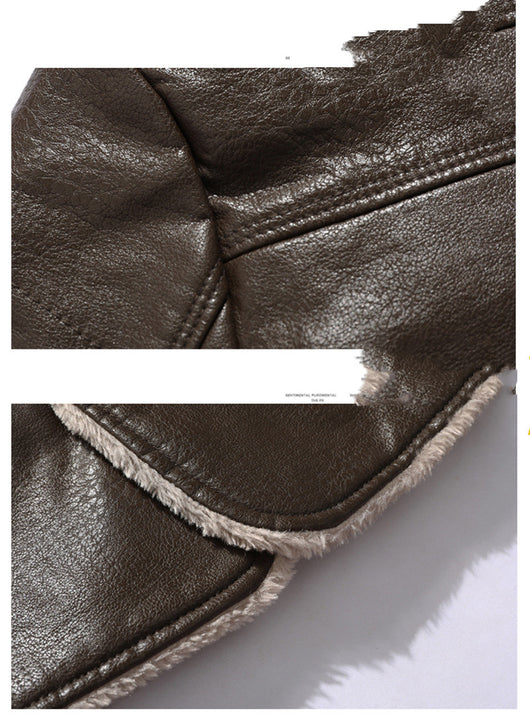 Chaqueta de Cuero con Forro Polar para Hombre - Abrigo Cálido de Invierno - Image 15