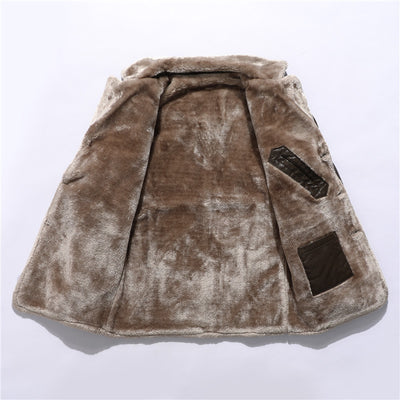 Chaqueta de Cuero con Forro Polar para Hombre - Abrigo Cálido de Invierno - Image 4