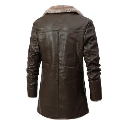 Chaqueta de Cuero con Forro Polar para Hombre - Abrigo Cálido de Invierno - Image 3