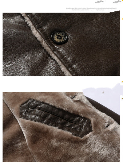 Chaqueta de Cuero con Forro Polar para Hombre - Abrigo Cálido de Invierno - Image 5
