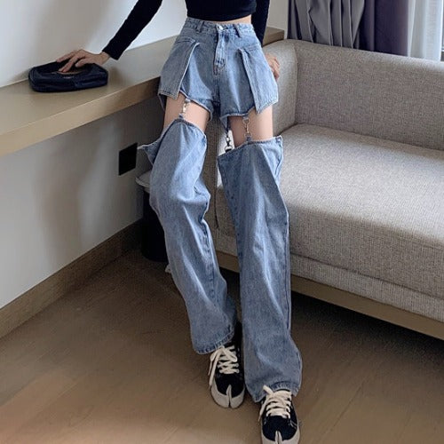 Pantalón Recto Cintura Alta Slim Fit Tendencia