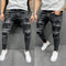 Pantalones Skinny Rotos con Parches Elásticos para Hombre