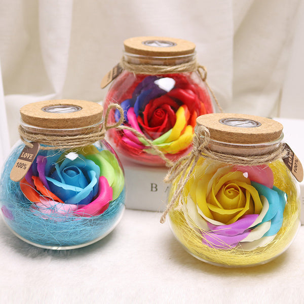 Botella de Deseos con Flores de Jabón Multicolor - Regalo Perfecto para Cumpleaños