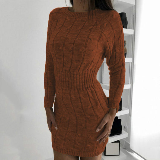 Vestido Suéter Twist con Bolsa de Cadera Largo - Image 11
