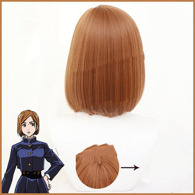 Peluca Corta Degradado Marrón Naranja - Estilo Combate Nagizaki con Corte Lateral - Image 7
