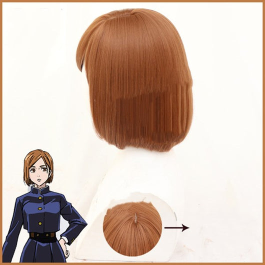 Peluca Corta Degradado Marrón Naranja - Estilo Combate Nagizaki con Corte Lateral - Image 4