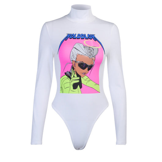 Blusa Ajustada de Cuello Alto con Manga Larga para Mujer