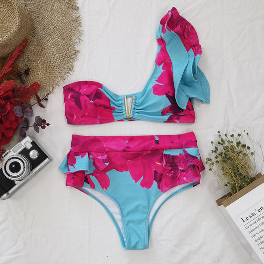Bikini de Cintura Alta con Volantes y Abertura Lateral - Image 11