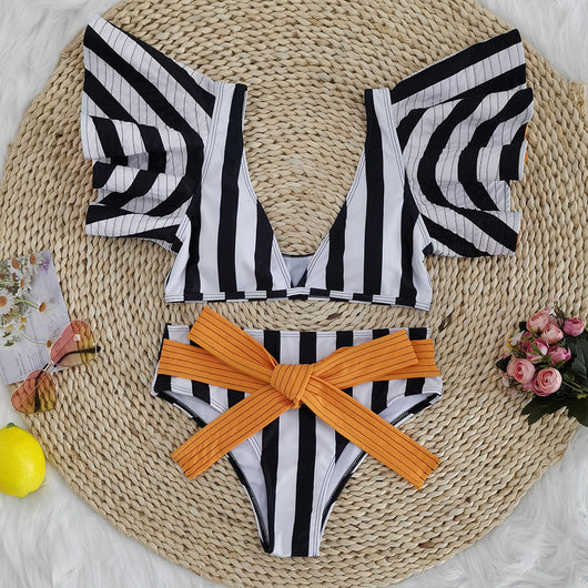 Bikini de Cintura Alta con Volantes y Abertura Lateral - Image 10