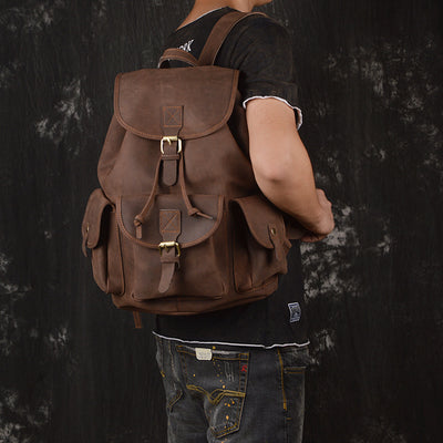 Mochila de Cuero Crazy Horse para Viajes y Aventuras al Aire Libre - Image 24