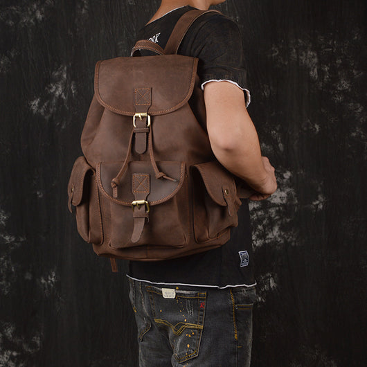 Mochila de Cuero Crazy Horse para Viajes y Aventuras al Aire Libre - Image 24