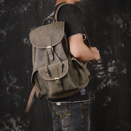 Mochila de Cuero Crazy Horse para Viajes y Aventuras al Aire Libre - Image 28