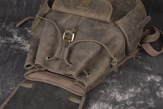 Mochila de Cuero Crazy Horse para Viajes y Aventuras al Aire Libre - Image 33