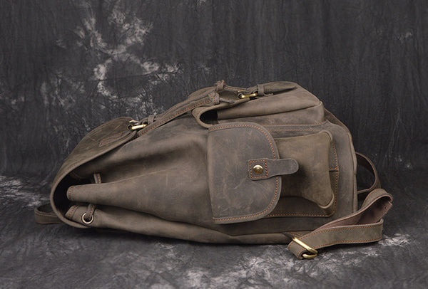 Mochila de Cuero Crazy Horse para Viajes y Aventuras al Aire Libre