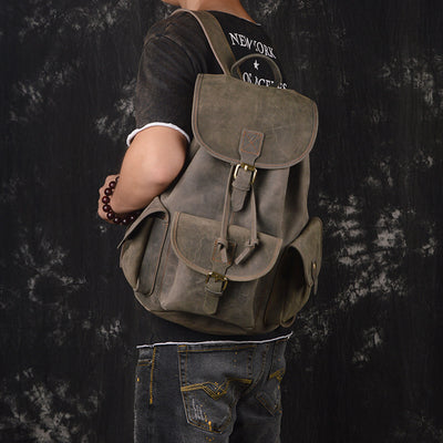Mochila de Cuero Crazy Horse para Viajes y Aventuras al Aire Libre - Image 7