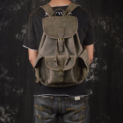 Mochila de Cuero Crazy Horse para Viajes y Aventuras al Aire Libre - Image 9
