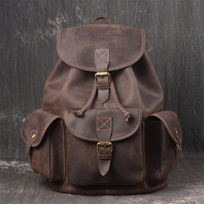 Mochila de Cuero Crazy Horse para Viajes y Aventuras al Aire Libre - Image 14
